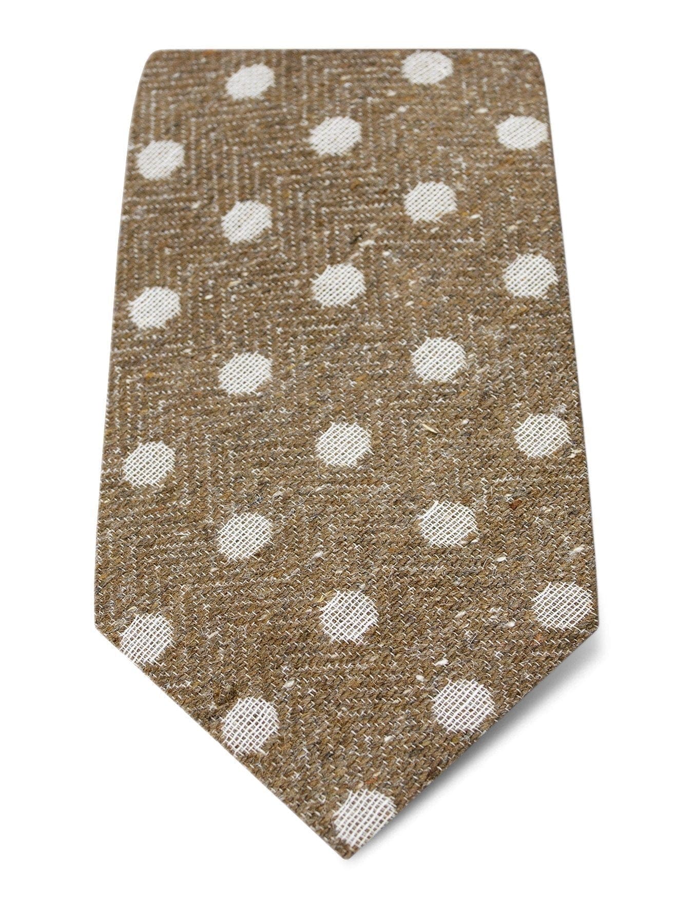 Brown with White Spots Woven Silk & Cotton Tie