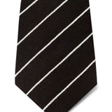 Brown with White Stripes Woven Wool & Silk Tie