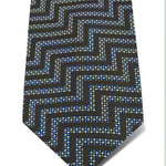Brown Woven Silk Tie with White Large Chevrons