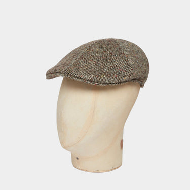 Brown & Yellow Donegal Tweed Wool Roma Cap