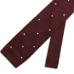 Burgundy Knitted Silk Tie with White Spots