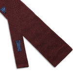 Burgundy Knitted Silk Tie with White Spots