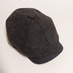 Chocolate Brown Herringbone 100% Wool Made In England Gatsby Cap