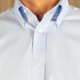 Classic Fit, Button Down Collar, 2 Button Cuff Shirt in a Plain Light Blue Oxford Cotton