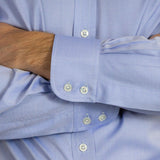 Classic Fit, Button Down Collar, 2 Button Cuff Shirt in a Plain Mid Blue Oxford Cotton