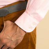 Chemise Coupe Classique, Col Boutonné, Poignets 2 Boutons en Coton Oxford Rose Uni