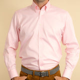 Chemise Coupe Classique, Col Boutonné, Poignets 2 Boutons en Coton Oxford Rose Uni