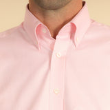 Chemise Coupe Classique, Col Boutonné, Poignets 2 Boutons en Coton Oxford Rose Uni