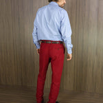 Classic Fit, Classic Collar, 2 Button Cuff Shirt in a Blue & White Hairline Poplin Cotton - Hilditch & Key