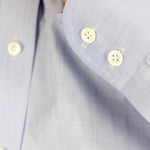 Classic Fit, Classic Collar, 2 Button Cuff Shirt in a Plain Blue End-On-End Cotton - Hilditch & Key