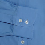 Classic Fit, Classic Collar, 2 Button Cuff Shirt in a Plain Blue Poplin Cotton - Hilditch & Key