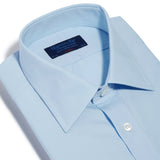 Classic Fit, Classic Collar, 2 Button Cuff Shirt in a Plain Ice Blue Poplin Cotton
