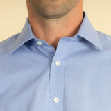 Classic Fit, Classic Collar, 2 Button Cuff Shirt in a Plain Navy & White Micro Houndstooth Cotton