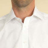 Classic Fit, Classic Collar, 2 Button Cuff Shirt in a Plain White Poplin Cotton