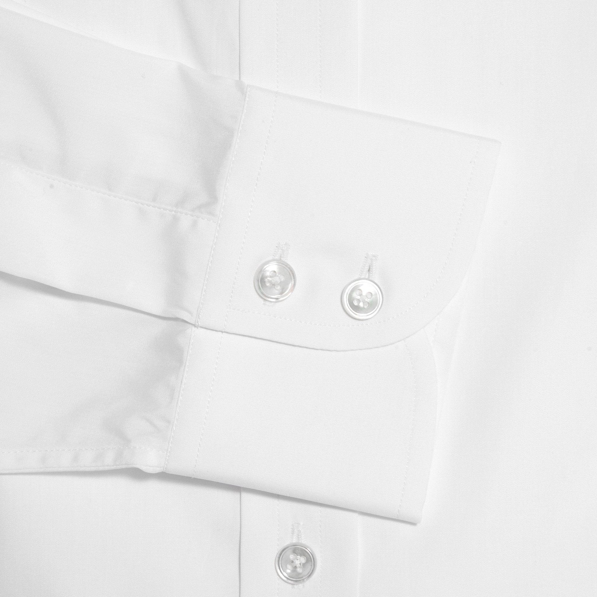 Classic Fit, Classic Collar, 2 Button Cuff Shirt in a Plain White Sea Island Quality Poplin Cotton - Hilditch & Key