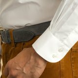 Classic Fit, Classic Collar, 2 Button Cuff Shirt in a Plain White Sea Island Quality Poplin Cotton