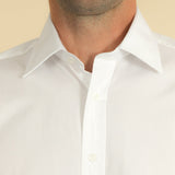 Classic Fit, Classic Collar, 2 Button Cuff Shirt in a Plain White Sea Island Quality Poplin Cotton