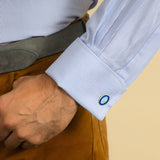 Classic Fit, Classic Collar, Double Cuff Shirt in a Blue & White Fine Bengal Poplin Cotton