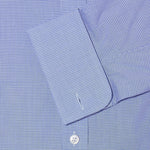 Classic Fit, Classic Collar, Double Cuff Shirt in a Blue & White Shepherds Check Poplin Cotton - Hilditch & Key