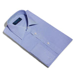 Classic Fit, Classic Collar, Double Cuff Shirt in a Blue & White Shepherds Check Poplin Cotton - Hilditch & Key