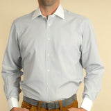 Classic Fit, Classic Collar, Double Cuff Shirt in a Light Grey End-On-End Cotton