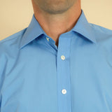 Classic Fit, Classic Collar, Double Cuff Shirt in a Plain French Blue Poplin Cotton
