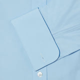 Classic Fit, Classic Collar, Double Cuff Shirt in a Plain Ice Blue Poplin Cotton - Hilditch & Key