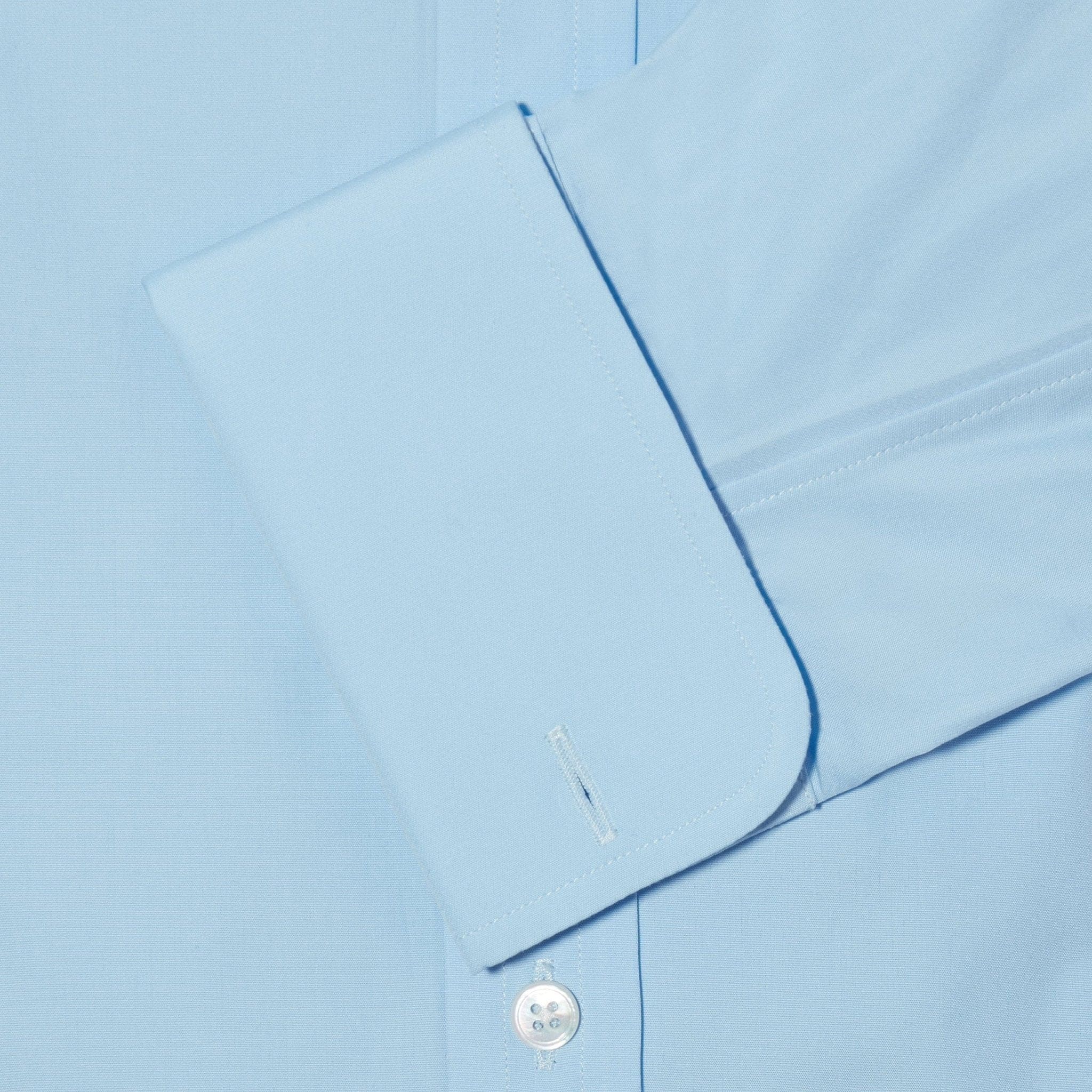 Classic Fit, Classic Collar, Double Cuff Shirt in a Plain Ice Blue Poplin Cotton - Hilditch & Key