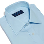 Classic Fit, Classic Collar, Double Cuff Shirt in a Plain Ice Blue Poplin Cotton - Hilditch & Key