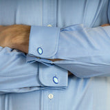 Classic Fit, Classic Collar, Double Cuff Shirt in a Plain Navy Twill Cotton
