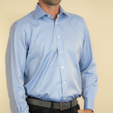 Classic Fit, Classic Collar, Double Cuff Shirt in a Plain Navy Twill Cotton