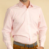 Classic Fit, Classic Collar, Double Cuff Shirt in a Plain Pink End-On-End Cotton