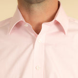 Classic Fit, Classic Collar, Double Cuff Shirt in a Plain Pink End-On-End Cotton