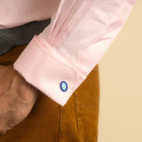 Classic Fit, Classic Collar, Double Cuff Shirt in a Plain Pink Herringbone Cotton
