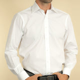Classic Fit, Classic Collar, Double Cuff Shirt in a Plain White Poplin Cotton