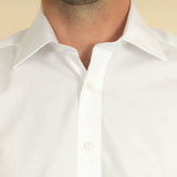 Classic Fit, Classic Collar, Double Cuff Shirt in a Plain White Poplin Cotton