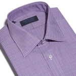 Classic Fit, Classic Collar, Double Cuff Shirt In Purple & White POW Check Twill