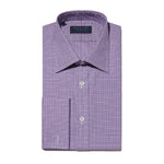 Classic Fit, Classic Collar, Double Cuff Shirt In Purple & White POW Check Twill