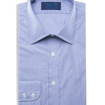 Classic Fit, Classic Collar, Two Button Cuff in Navy & White Stripe