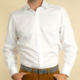 Classic Fit, Classic Collar, Two Button Cuff Shirt in a White Small Squares