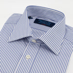 Classic Fit, Classic Collar, Two Button Cuff Shirt in Blue Standard Stripe