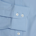 Classic Fit, Collarless, 2 Button Cuff Shirt in a Plain Sky Blue Poplin Cotton