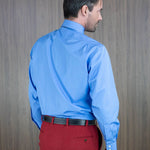 Classic Fit, Cut-away Collar, 2 Button Cuff Shirt in a Plain Blue Poplin Cotton - Hilditch & Key