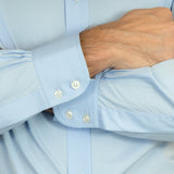 Classic Fit, Cut-away Collar, 2 Button Cuff Shirt in a Plain Sky Blue Poplin Cotton