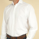 Classic Fit, Cut-away Collar, 2 Button Cuff Shirt in a Plain White Poplin Cotton