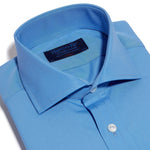 Classic Fit, Cut-away Collar, Double Cuff Shirt in a Plain Blue Poplin Cotton - Hilditch & Key