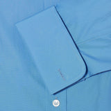 Classic Fit, Cut-away Collar, Double Cuff Shirt in a Plain Blue Poplin Cotton - Hilditch & Key