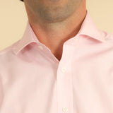Classic Fit, Cut-away Collar, Double Cuff Shirt in a Plain Pink End-On-End Cotton