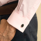 Classic Fit, Cut-away Collar, Double Cuff Shirt in a Plain Pink End-On-End Cotton