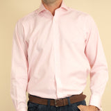 Classic Fit, Cut-away Collar, Double Cuff Shirt in a Plain Pink End-On-End Cotton